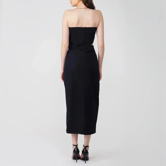 Zara Black Strapless Midi Dress - Picture 3 of 8